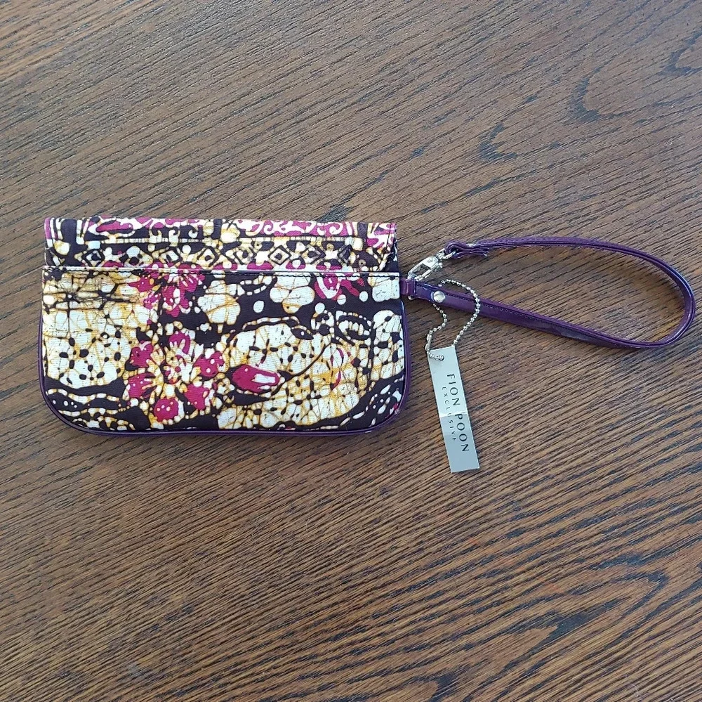 Fion Poon Maylasia Collection Dark Purple Boho Wristlet Wallet NEW with Tags